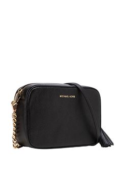 Tracollina jet set in pelle nera Michael Kors | 32F7GGNM8L001